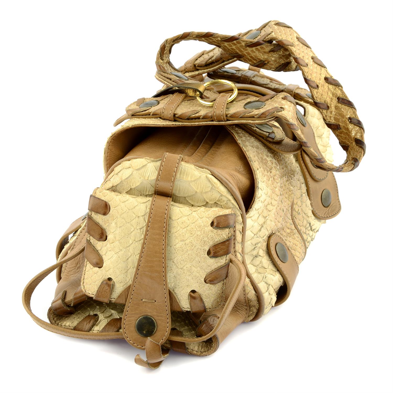 CHLOÉ - a beige Silverado Python leather shoulder bag. - Image 3 of 5