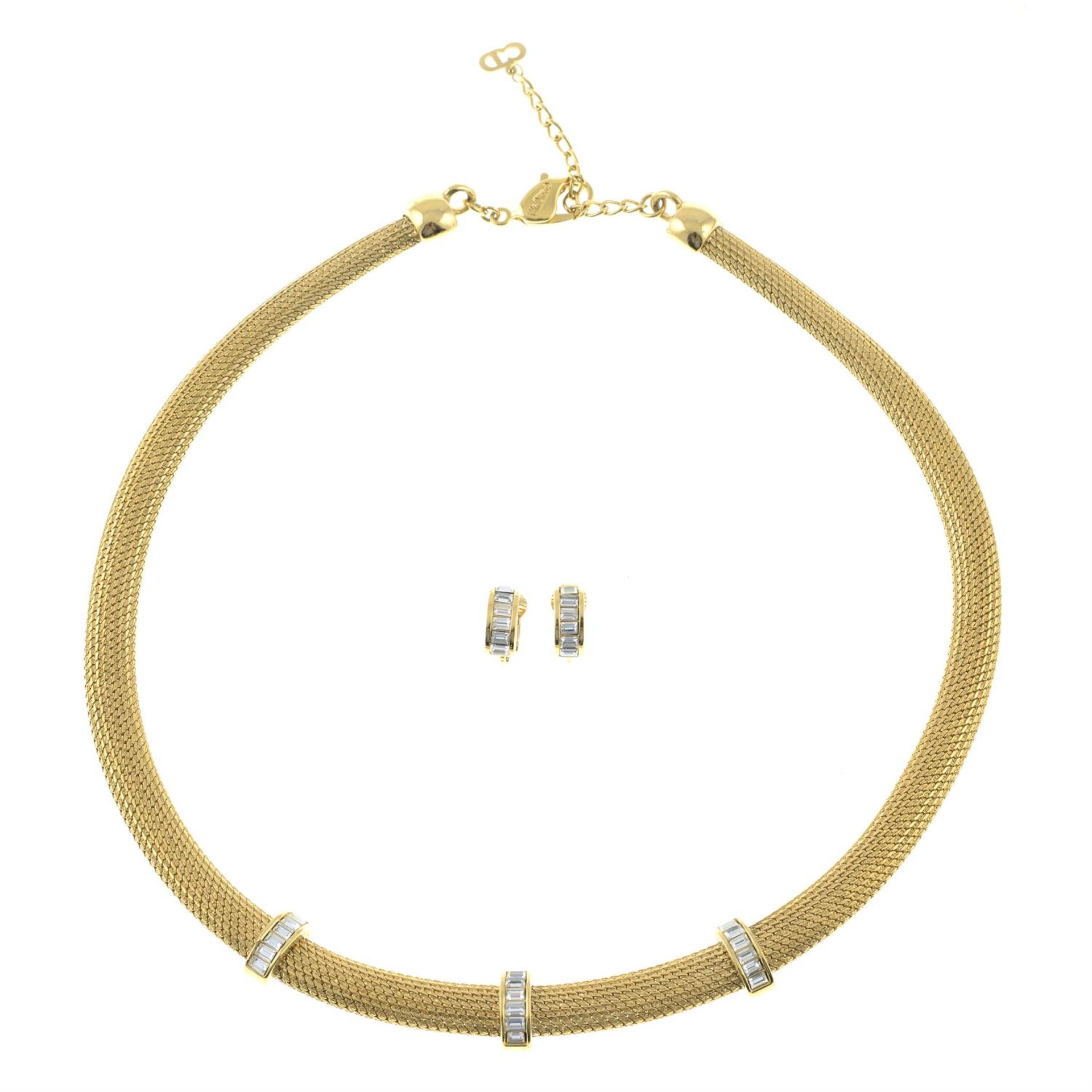 CHRISTIAN DIOR - a clear paste-set mesh necklace and earring suite. - Image 2 of 5