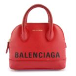 BALENCIAGA - a red leather Ville XXS handbag.