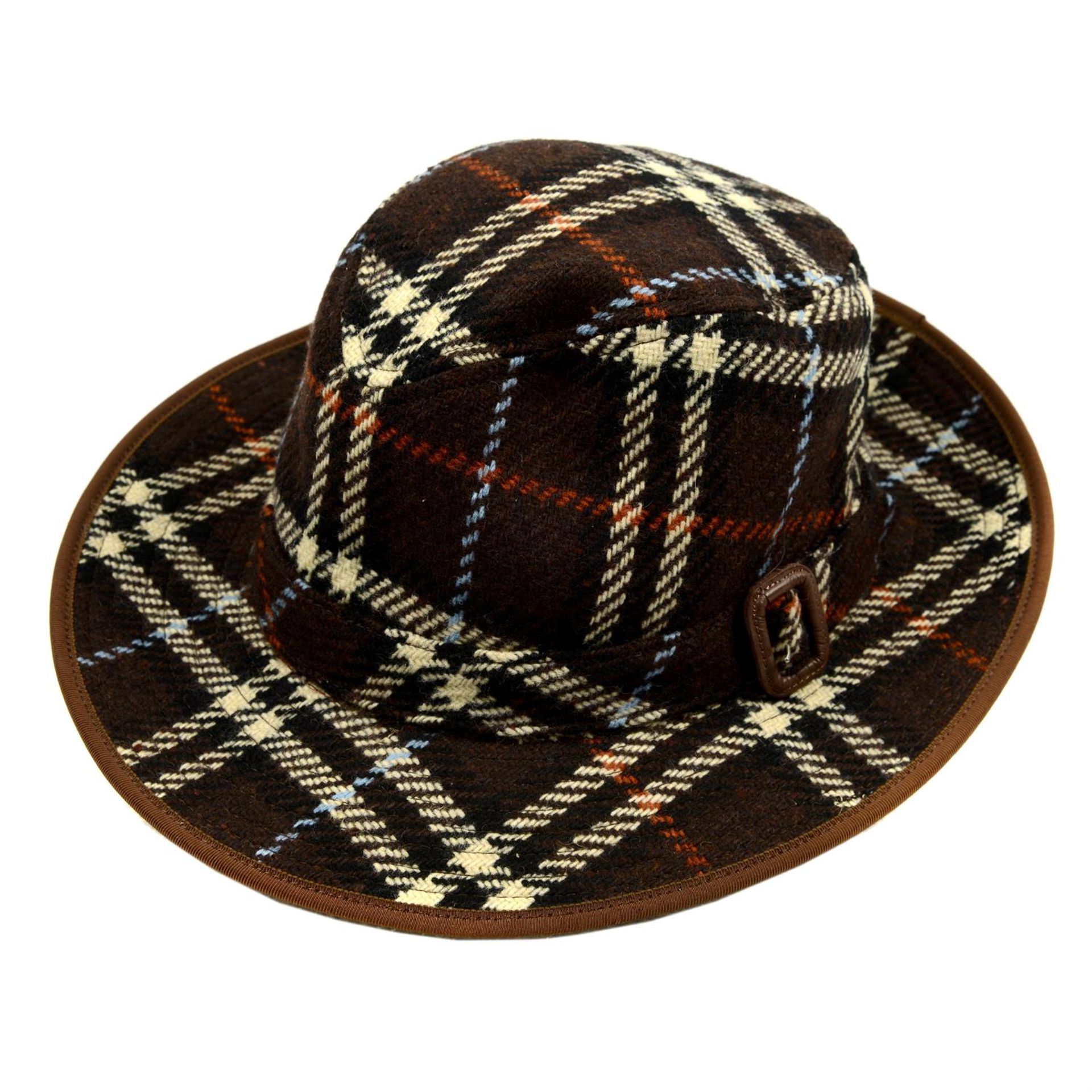 BURBERRY - a brown Haymarket check hat.