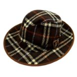 BURBERRY - a brown Haymarket check hat.