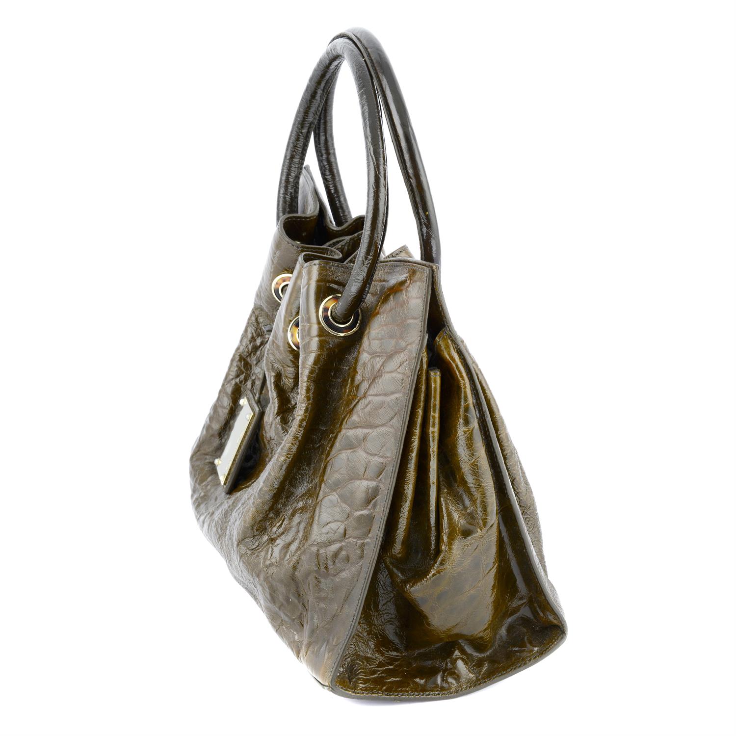 OSCAR DE LA RENTA - a brown patent leather handbag. - Image 3 of 4