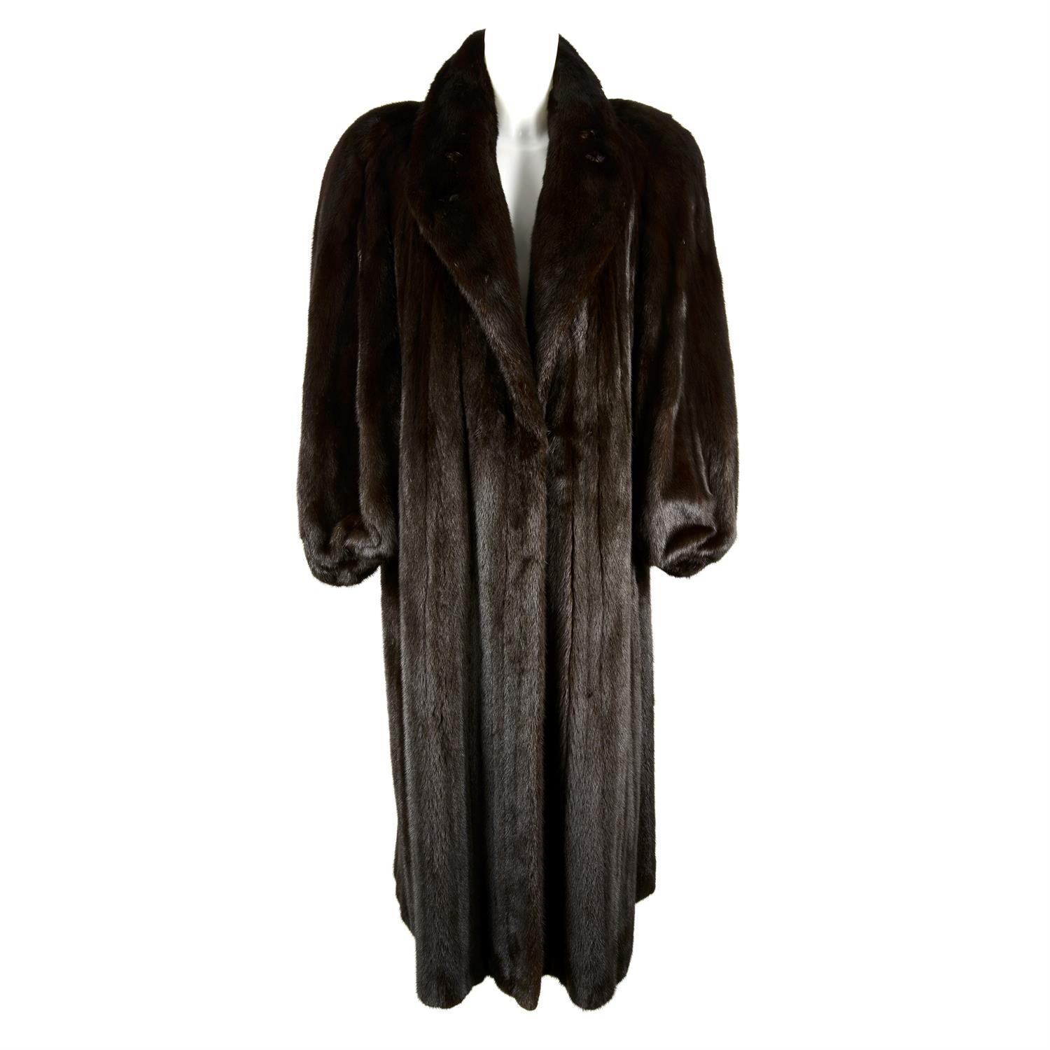 HARRODS & GROSVENOR – a dark brown full length Mink coat.