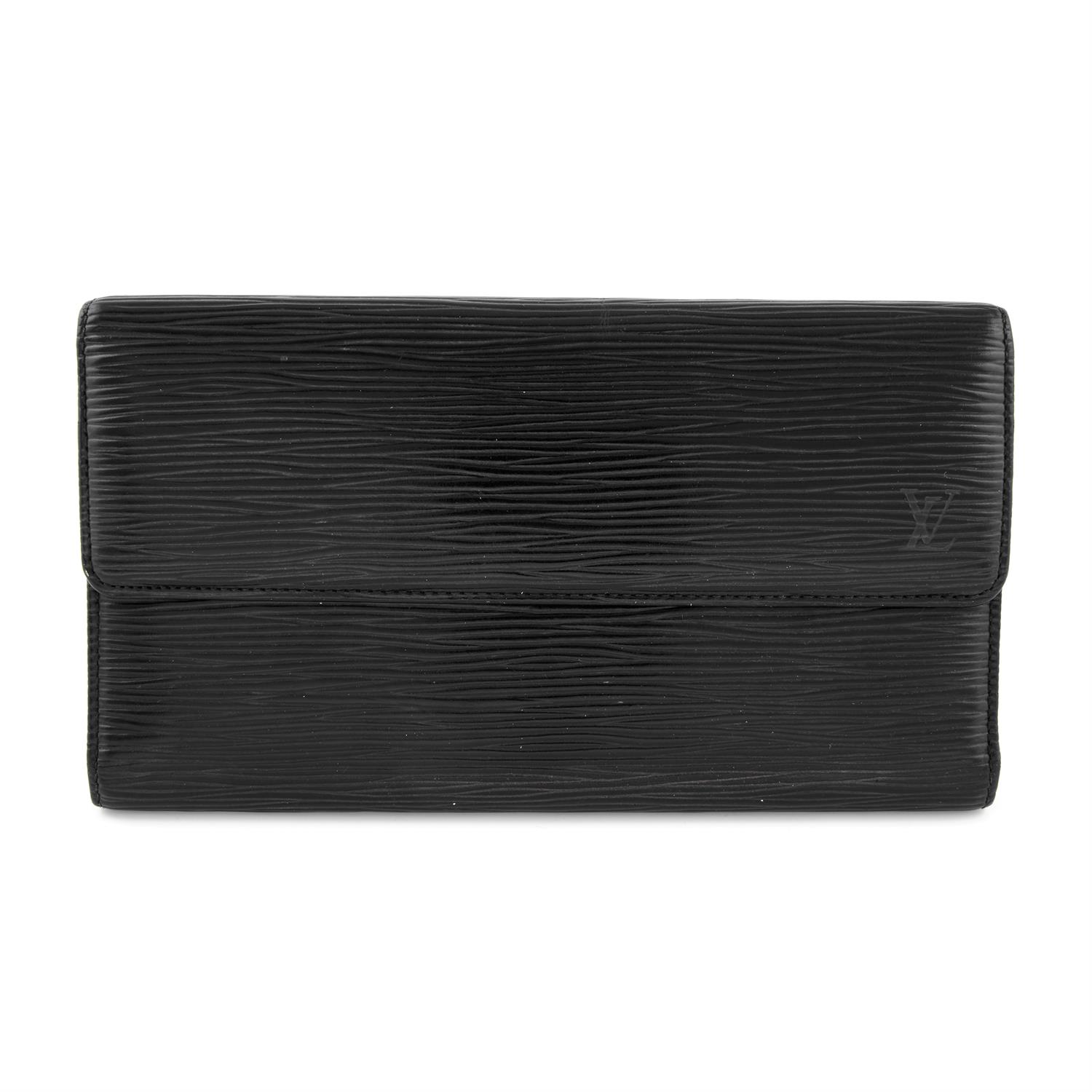 LOUIS VUITTON - a black epi leather trifold wallet.