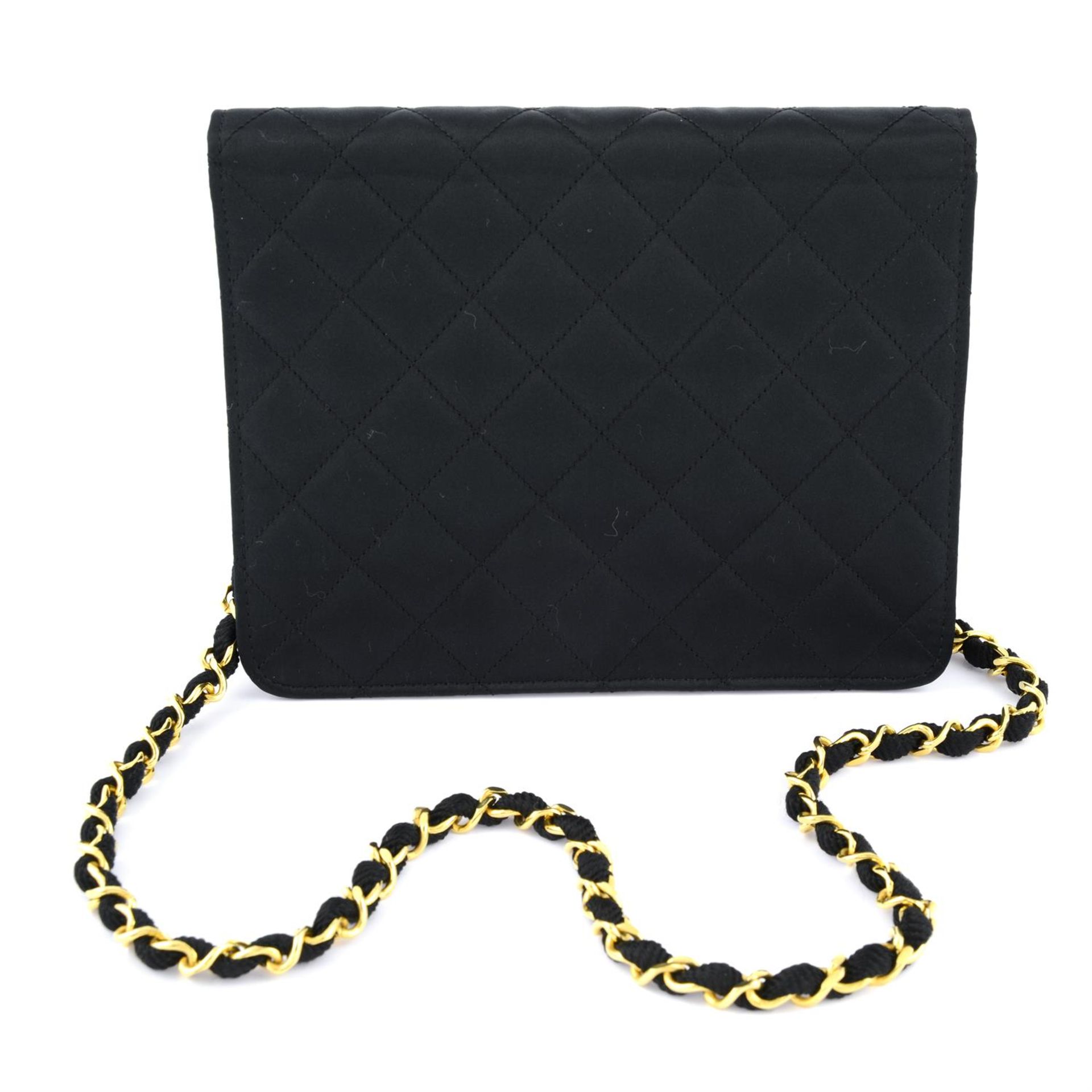 CHANEL - a small black satin handbag. - Image 2 of 4