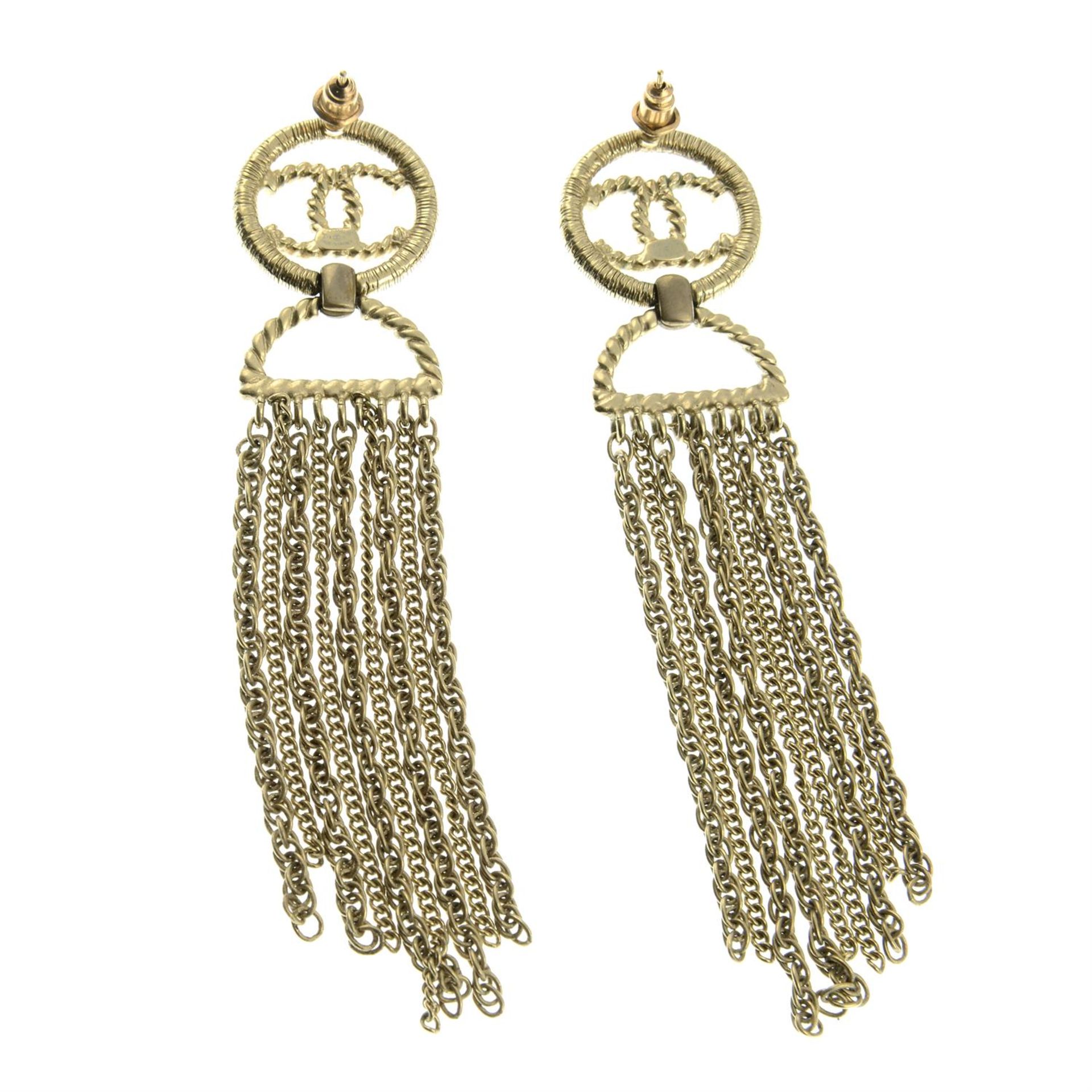CHANEL - a pair of fancy drop earrings. - Image 2 of 3
