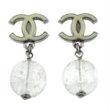 CHANEL - a pair of drop stud earrings.