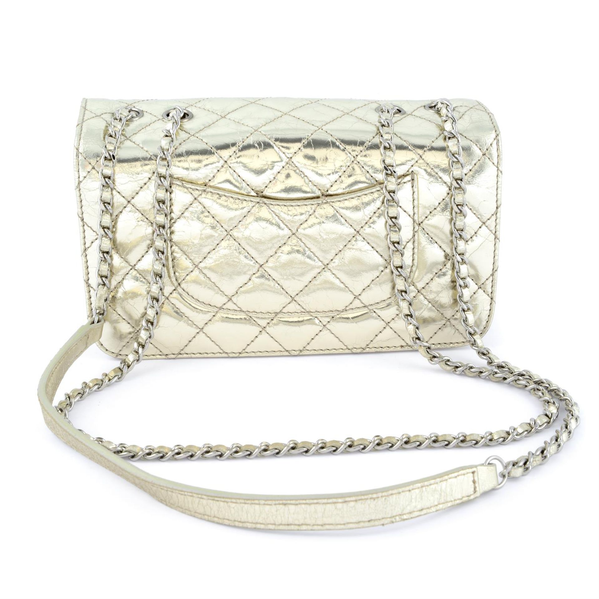 CHANEL - a metallic gold calfskin leather accordion flap handbag. - Image 2 of 4