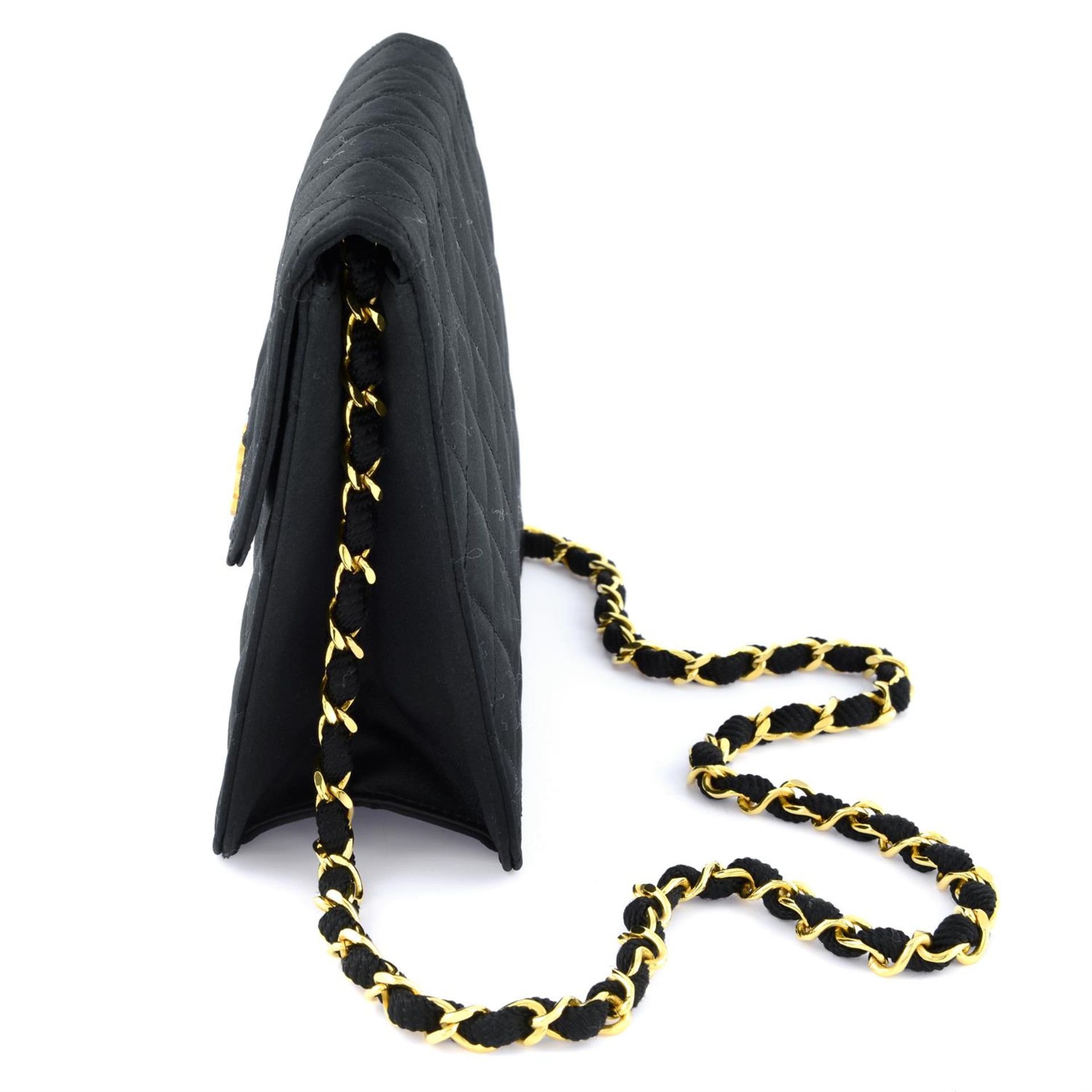CHANEL - a small black satin handbag. - Image 3 of 4