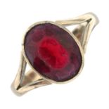 An early 20th century 9ct gold red paste ring.