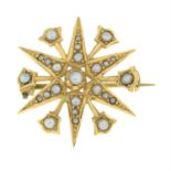 An Edwardian 15ct gold split pearl starburst brooch.