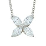 A platinum marquise-shape diamond 'Victoria' necklace, by Tiffany & Co.