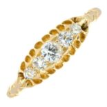 An early 20th century 18ct gold old-cut diamond five-stone ring.