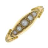 An early 20th century 18ct gold split pearl ring.