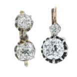 Two single old-cut diamond earrings.