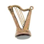 A late 19th century carnelian harp fob.