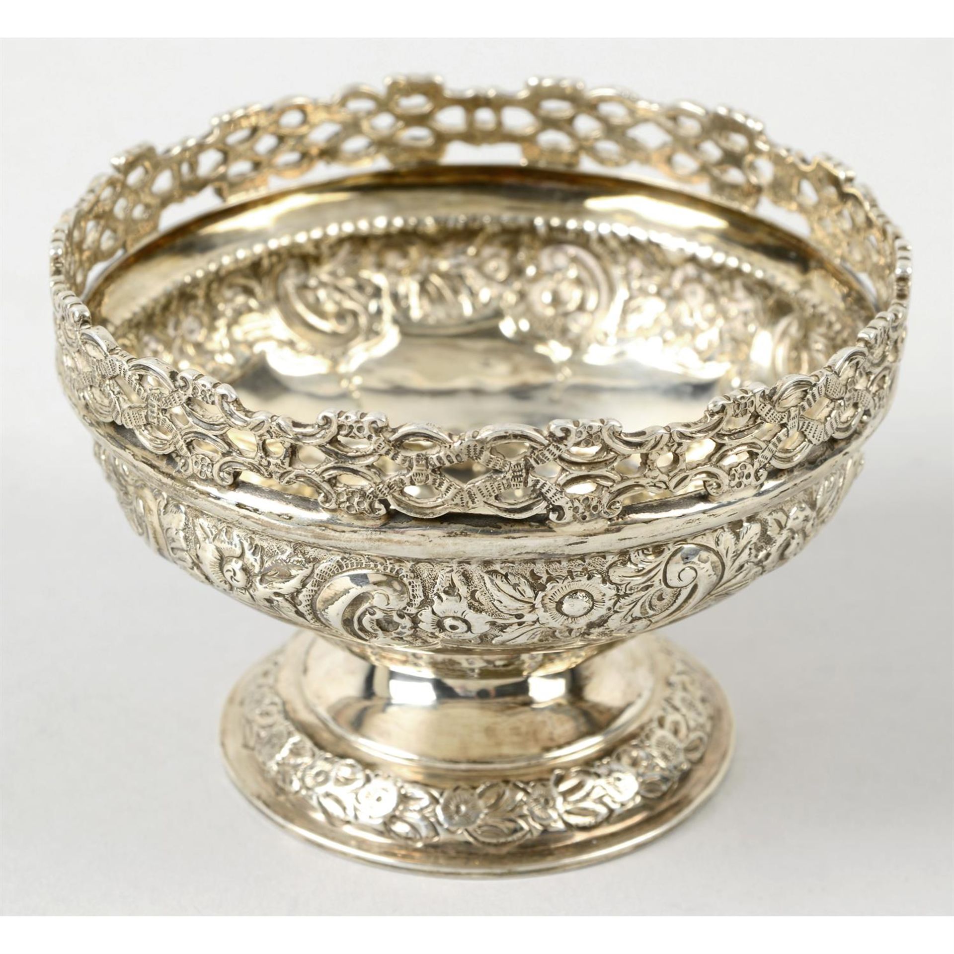 A late Victorian silver small pedestal bowl.