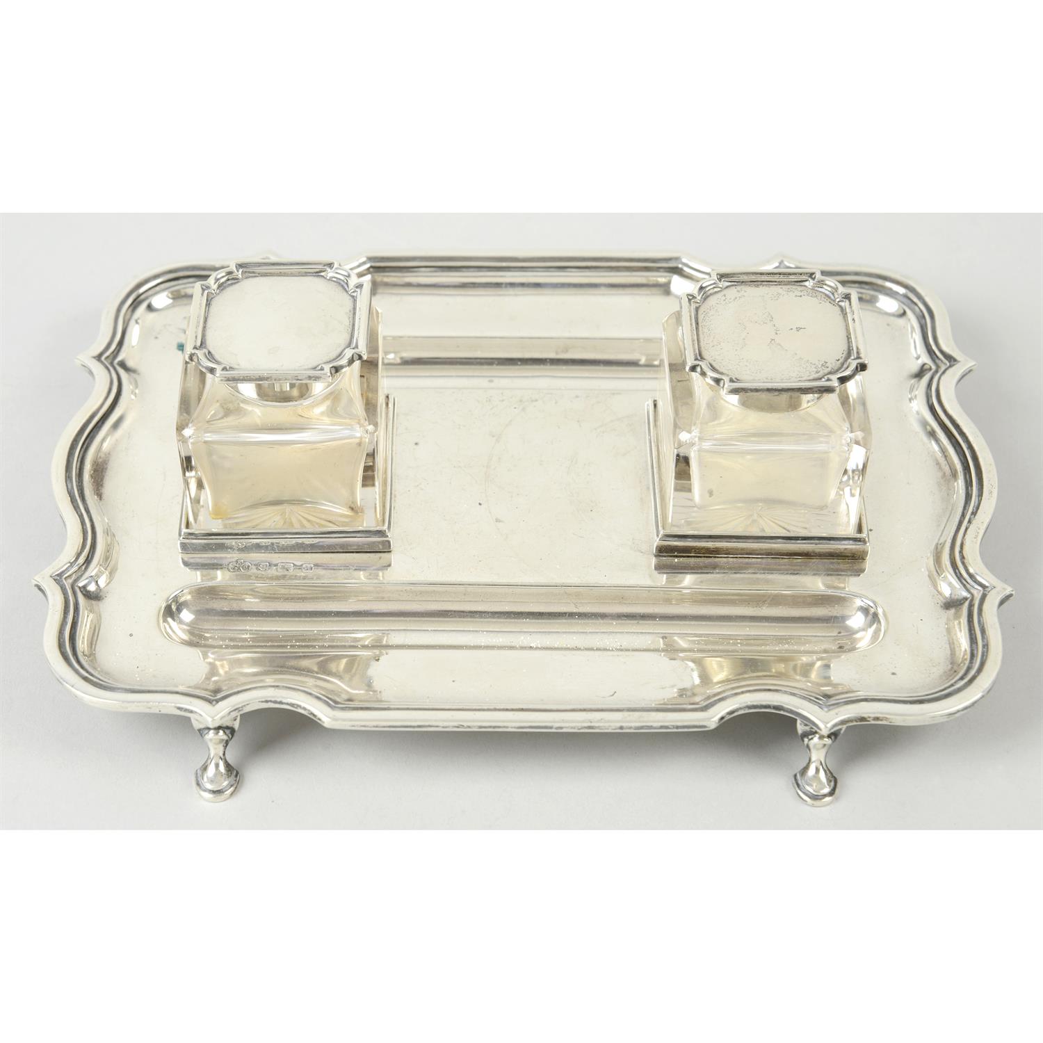 A 1930's silver inkstand by Elkington & Co.