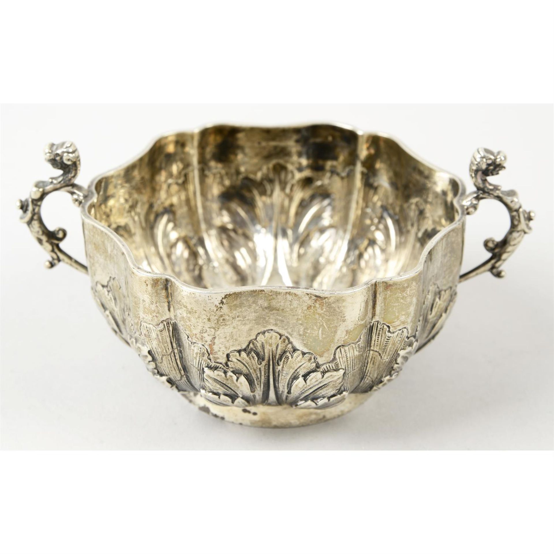 A late Victorian silver twin-handled bowl.