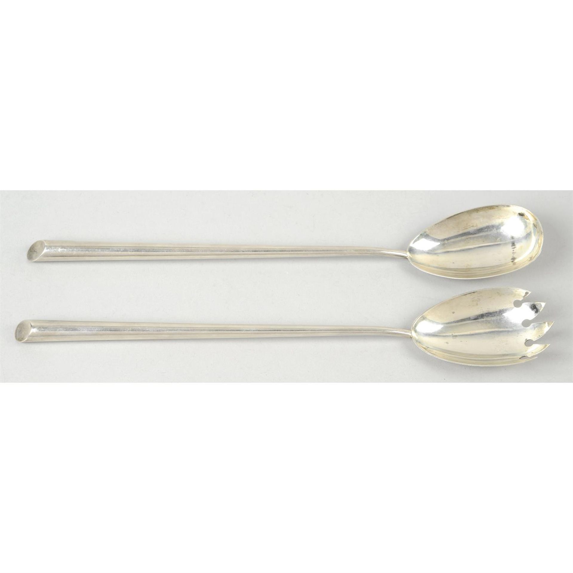 A pair of George V silver salad servers.