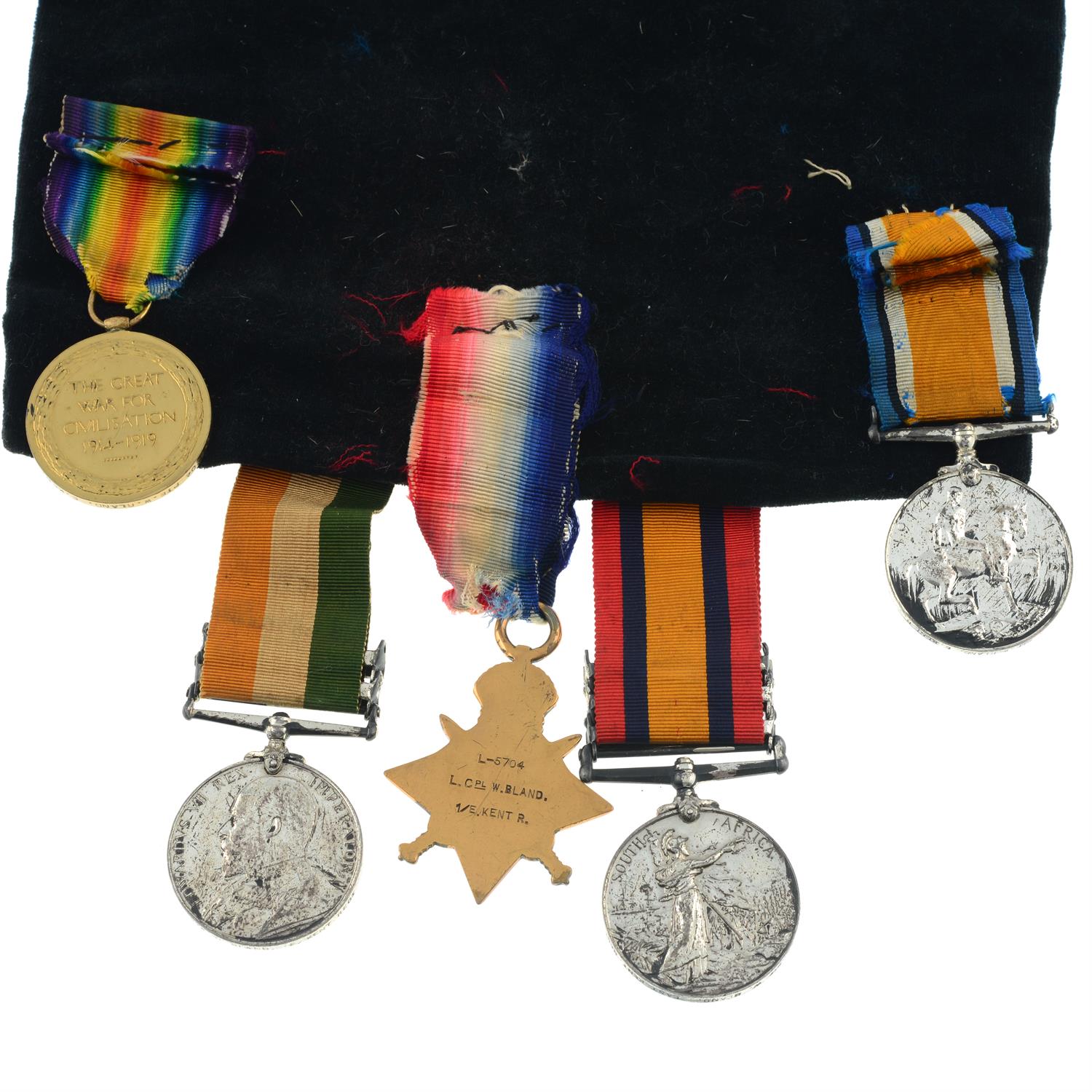 A Victorian & later group of five medals comprising Queen's South Africa, King's South Africa & a - Image 2 of 2