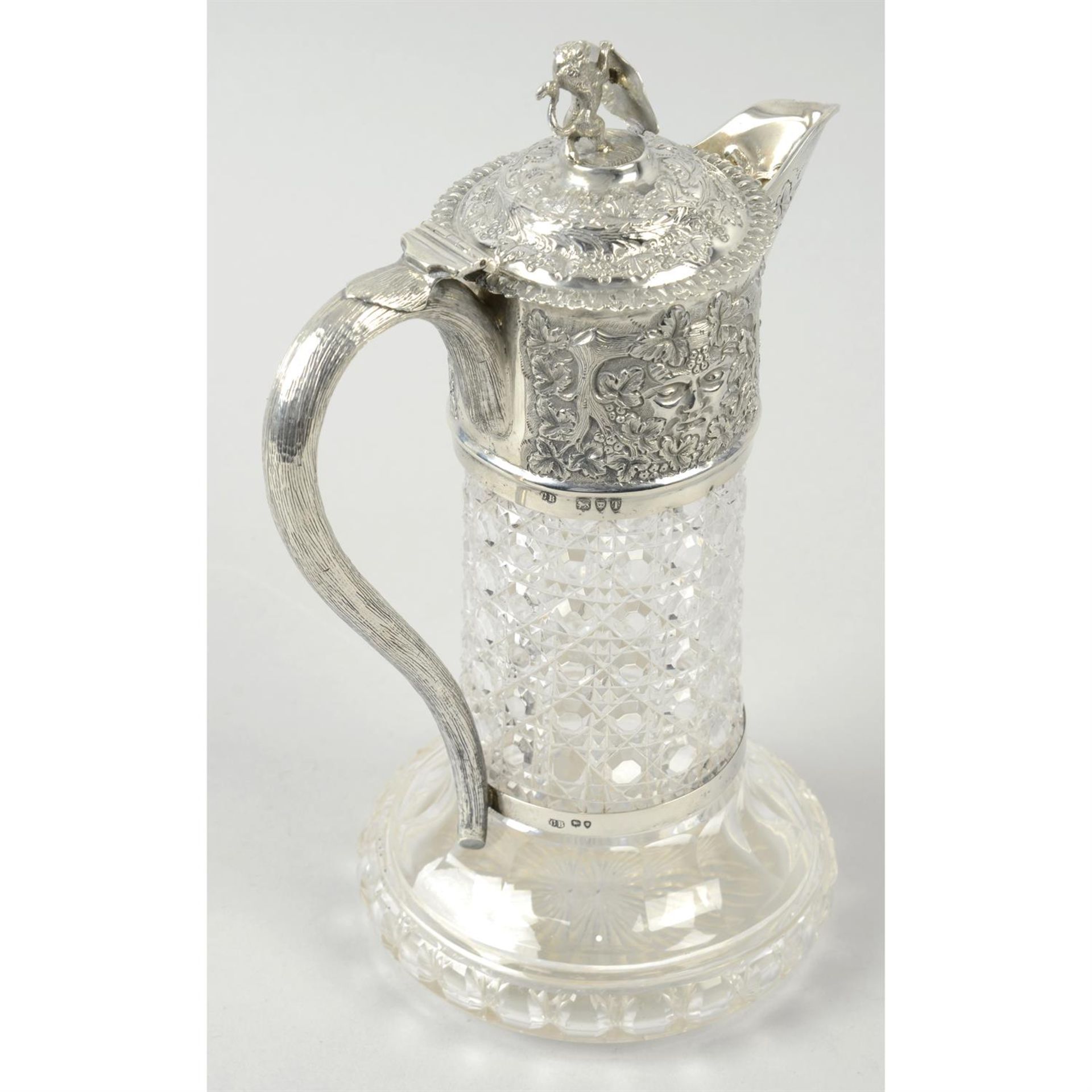 A late Victorian silver mounted and cut glass claret jug. - Image 3 of 5