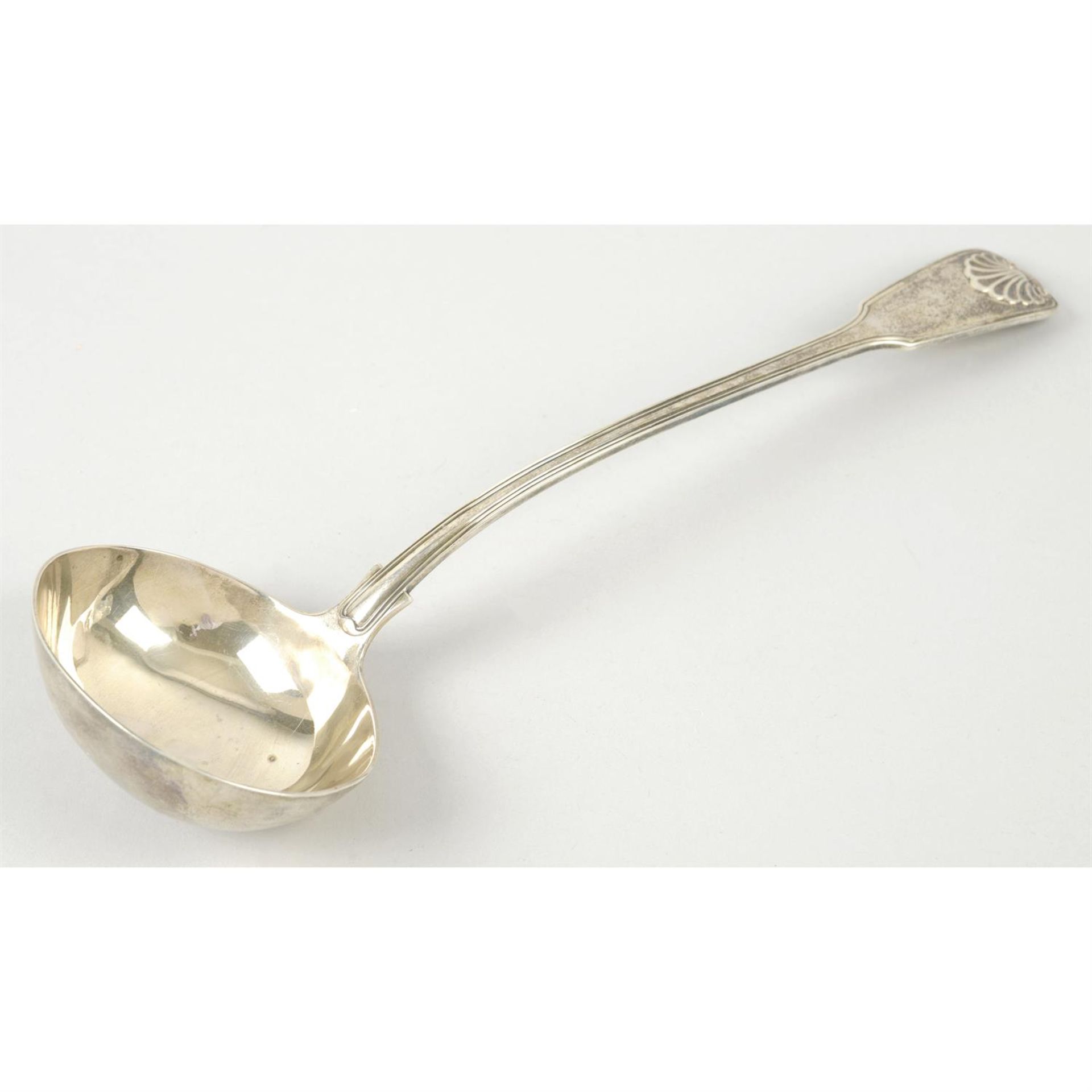 A Victorian silver soup ladle in King's pattern.