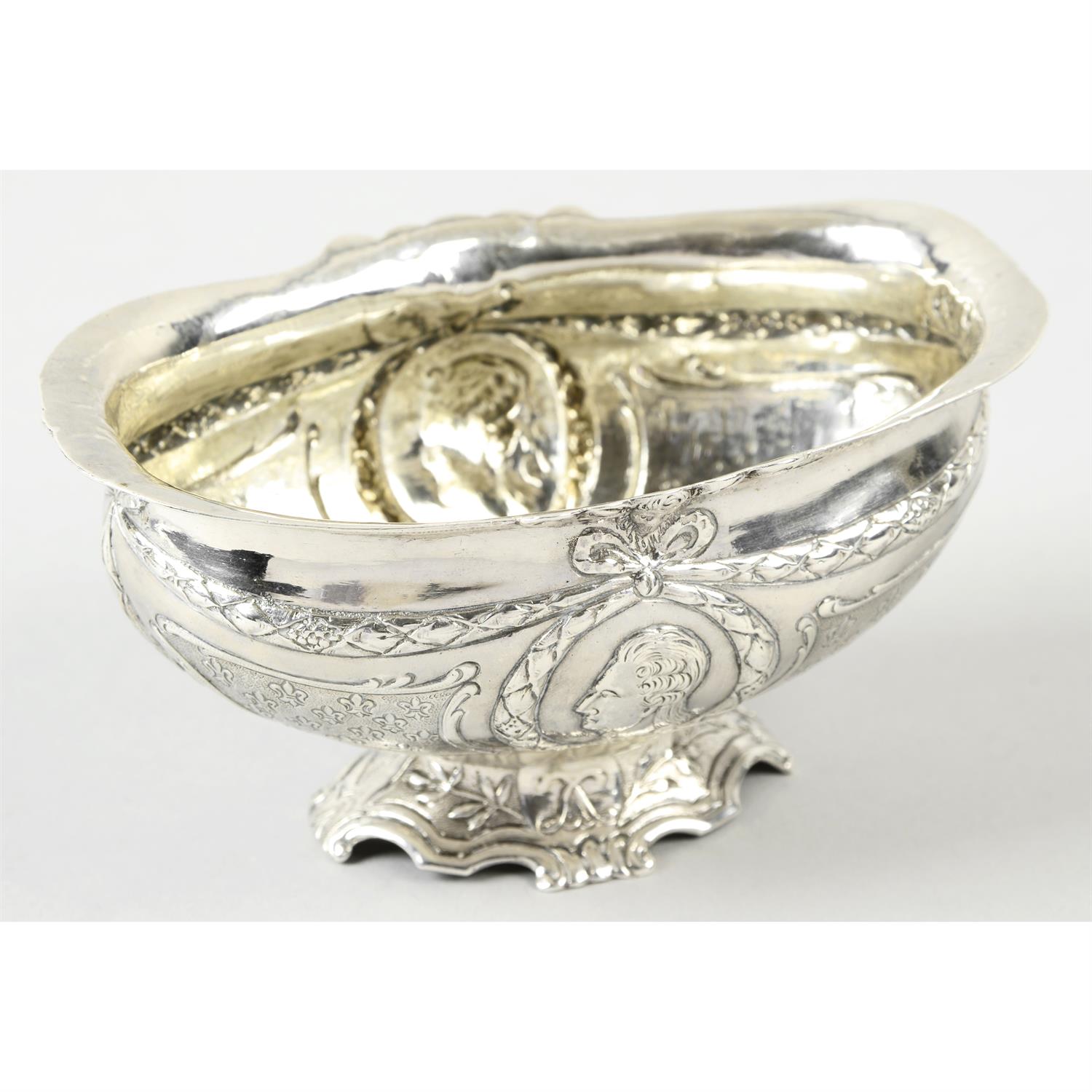 A turn of the century silver import small pedestal dish.