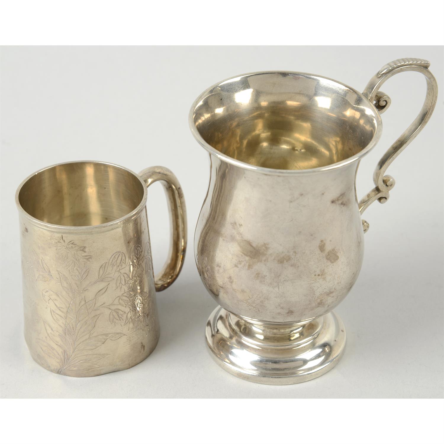 Four assorted late 19th & early 20th century silver christening mugs. (4). - Image 4 of 6