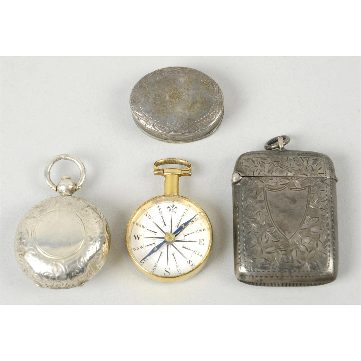 A selection of mainly novelty items to include a late Victorian sovereign case & vesta case,