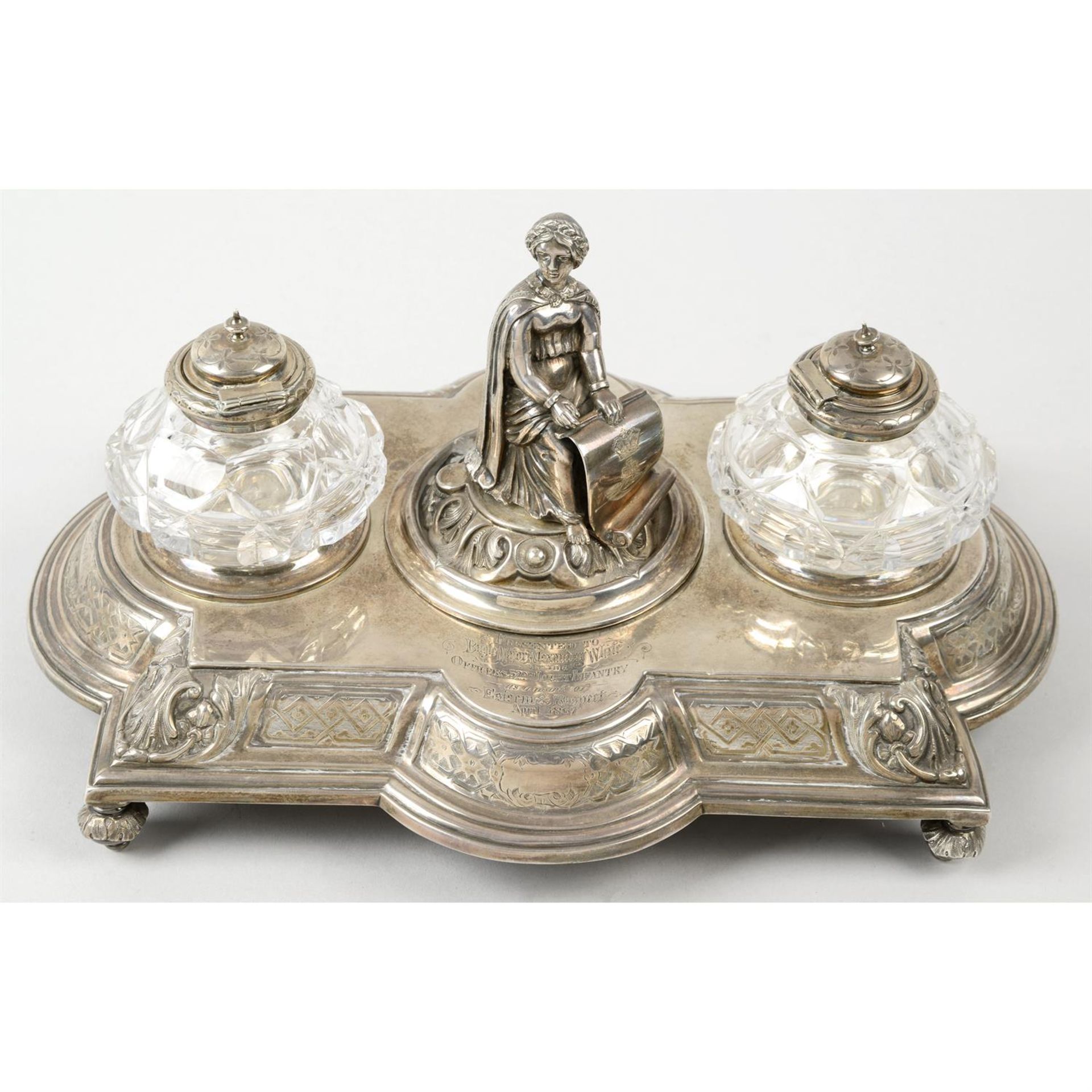 A mid-Victorian silver inkstand.