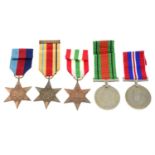 WWII, a group of five medals.