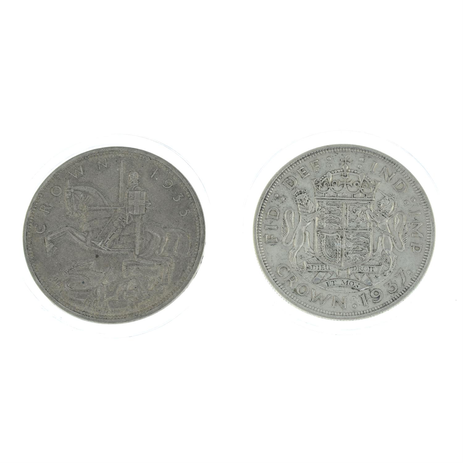 George V to Elizabeth II, Crowns (3); plus a fantasy silver medal in the name of Edward VIII. (4). - Image 3 of 5