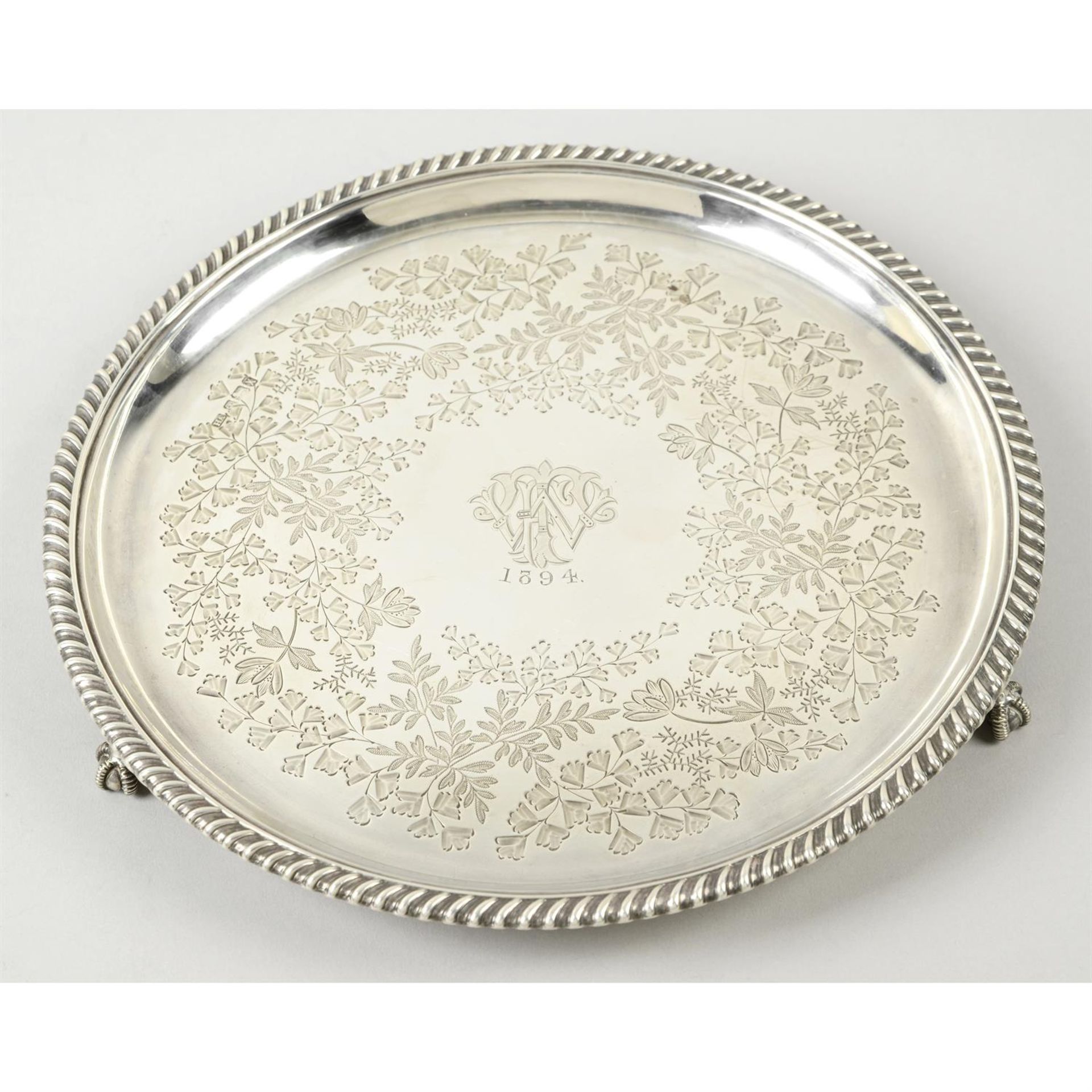 A late Victorian silver salver.