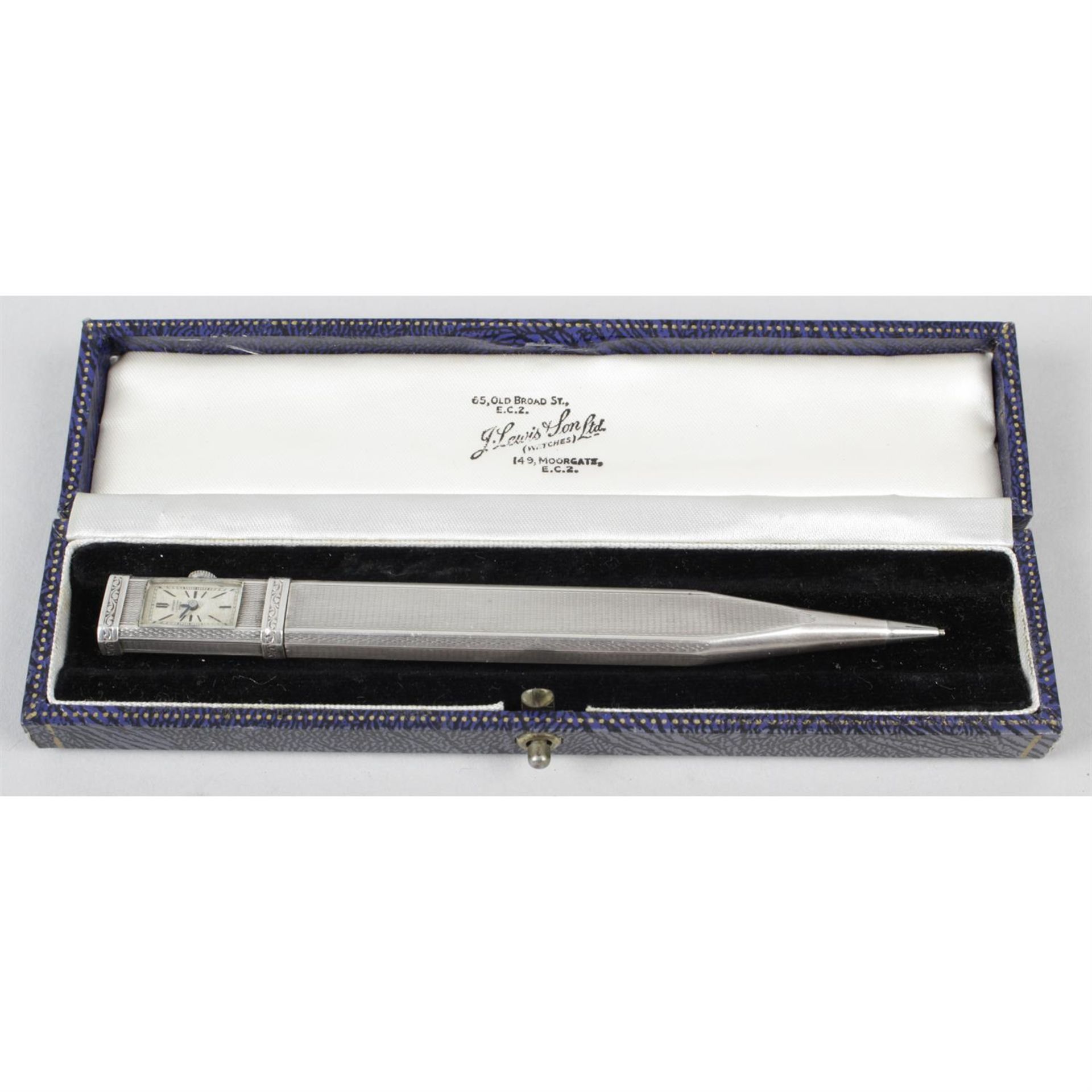 A 1920s/1930s Bucherer silver cased novelty propelling pencil with fitted mechanical watch to - Image 3 of 3