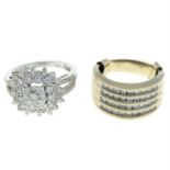 Two brilliant-cut diamond rings.