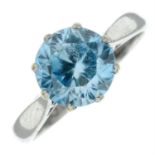 A 9ct gold blue zircon single-stone ring.