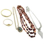 A bag containing a large quantity of assorted costume, fashion Jewellery, cutlery and other items,