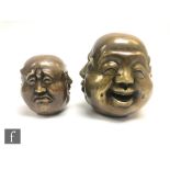 Two Tibetan four-face bronze Buddhas, representing the 'Four books of Buddhas', relief cast to the