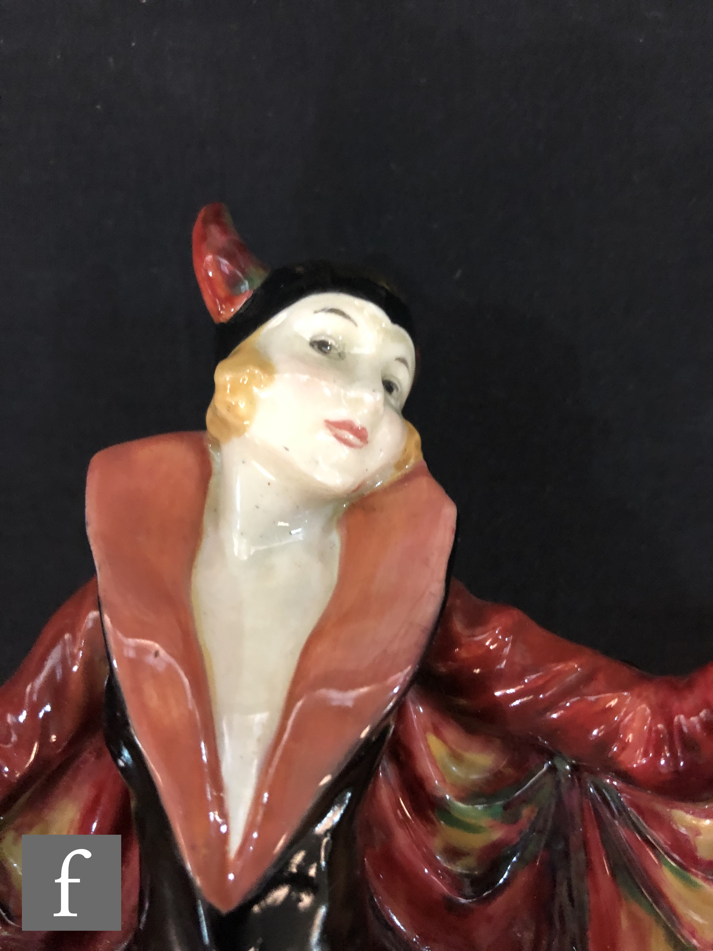 A 1930s Royal Doulton Art Deco figurine Marietta HN1341, red colourway, modelled by Leslie - Image 2 of 7