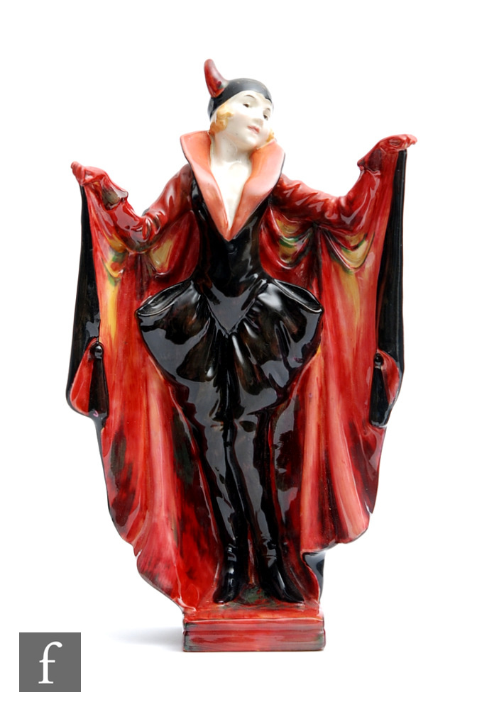 A 1930s Royal Doulton Art Deco figurine Marietta HN1341, red colourway, modelled by Leslie