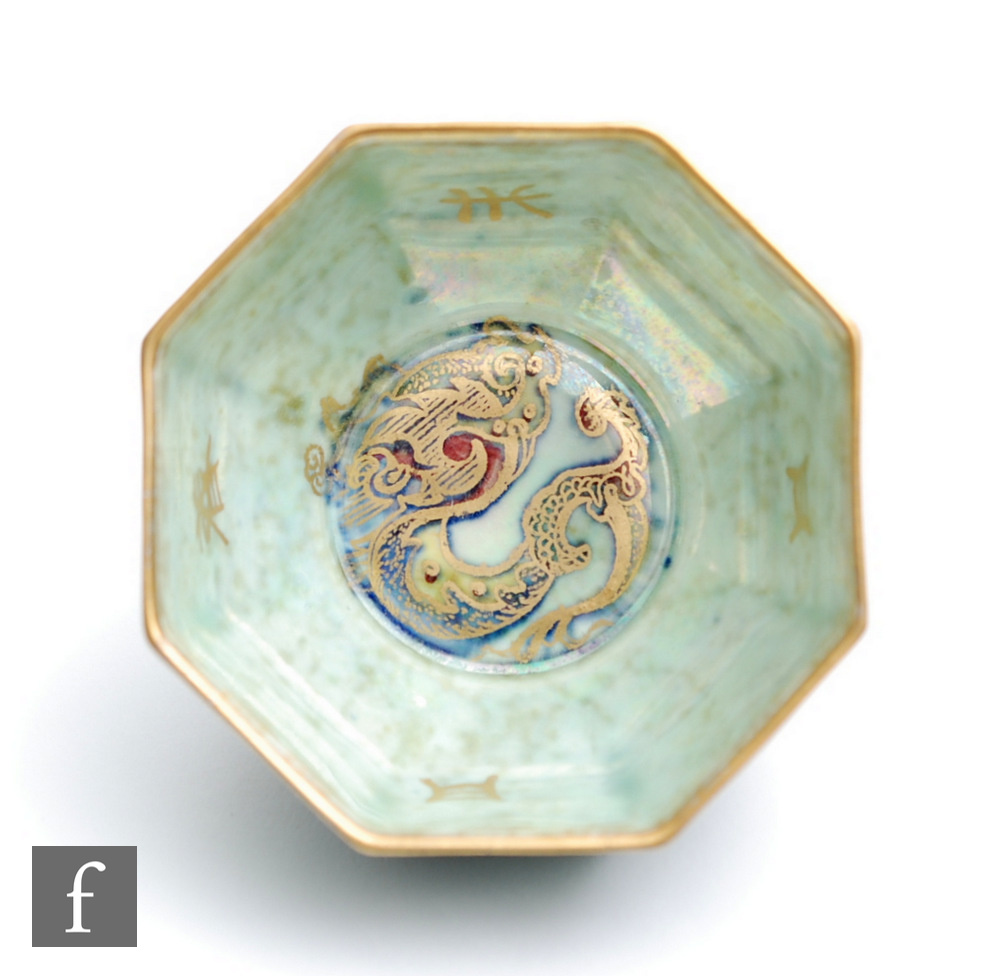 A 1920s Wedgwood 'Ordinary Lustre' octagonal bowl designed by Daisy Makeig Jones, decorated to the - Image 2 of 2