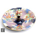 A Carlton Ware Art Deco 'Meridan' shape fruit tray decorated in the Floral Comets pattern, the