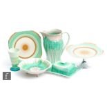 A collection of assorted 1930s Shelley Harmony wares to include a cake stand, jug, cress dish and
