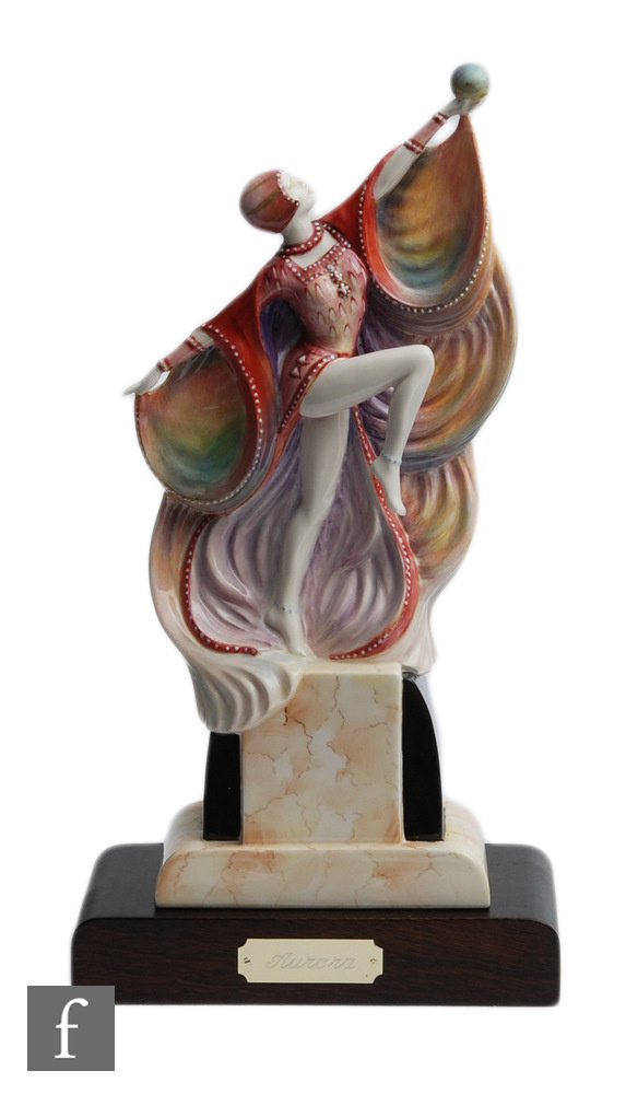 A later 20th Century Elements of Fire Art Deco style figure Aurora 'The Spirit of Light' modelled by