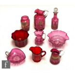 A collection of 19th Century and later Stourbridge and continental ruby or cranberry glass to