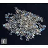 Over two hundred loose cut and polished moonstones to include oval and round cabochon stones