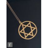 A 9ct hallmarked Star of David pendant suspended from a fine trace chain, total weight 9g,