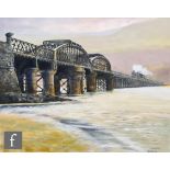 PETER BURDEN (CONTEMPORARY) - 'Barmouth Bridge', acrylic on canvas, signed, framed, 73cm x 90cm,