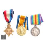 Amended description - A World War One medal trio to 25810 Pte W. Greenbank, Liverpool Regiment.